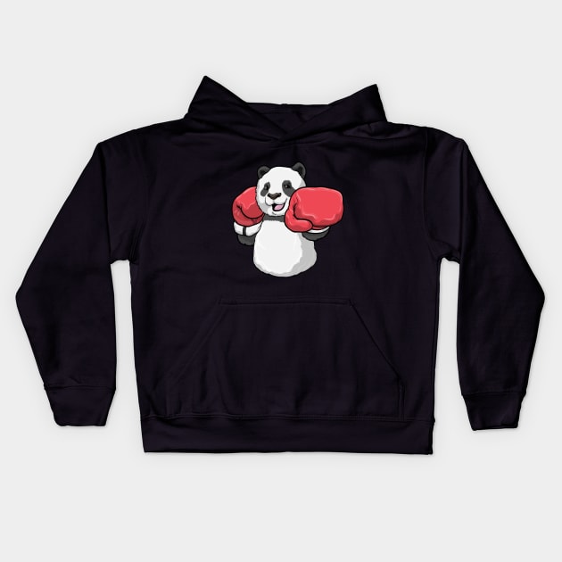 Panda at Boxing with Boxing gloves Kids Hoodie by Markus Schnabel